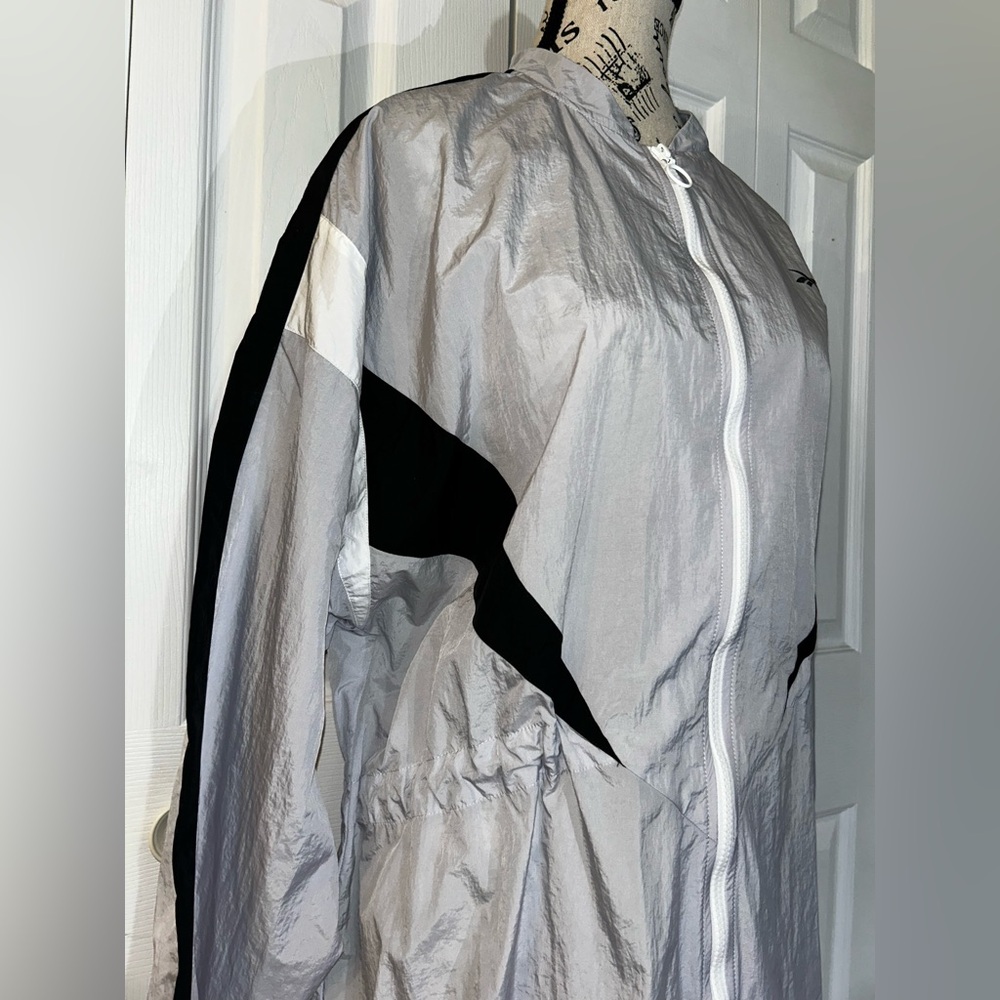 Reebok Gray and Black Windbreaker Jacket